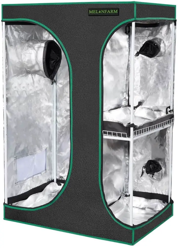 MELONFARM 2-in-1 Reflective 600D Mylar Hydroponic Grow Tent