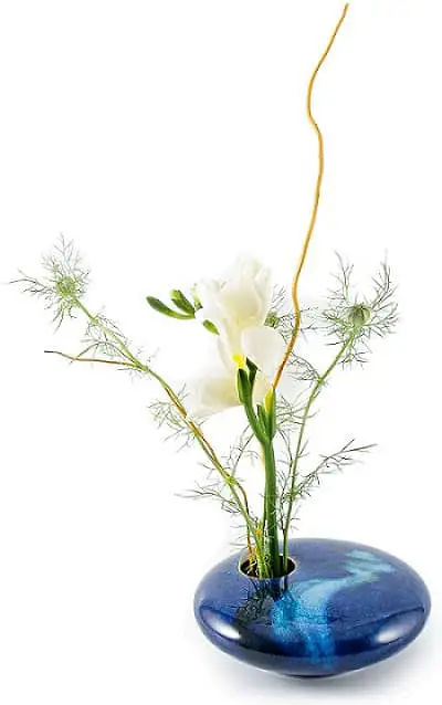 Georgetown Pottery Round Ikebana Flower Vase Blue Wave