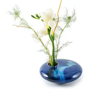 Georgetown Pottery Small Round Ikebana Flower Vase, Blue Wave