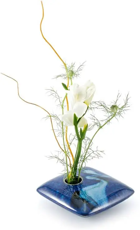 Georgetown Pottery Square Ikebana Flower Vase, Blue Wave