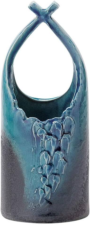 Shigaraki Pottery Japan Flower Vase Kado Ikebana, Black and Blue Glaze