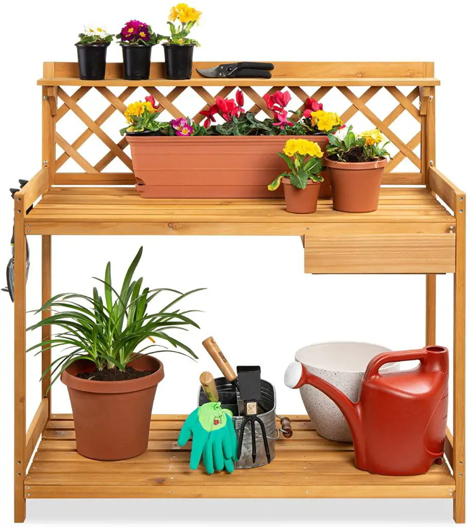 Best Choice Products Outdoor Wooden Garden Potting Bench